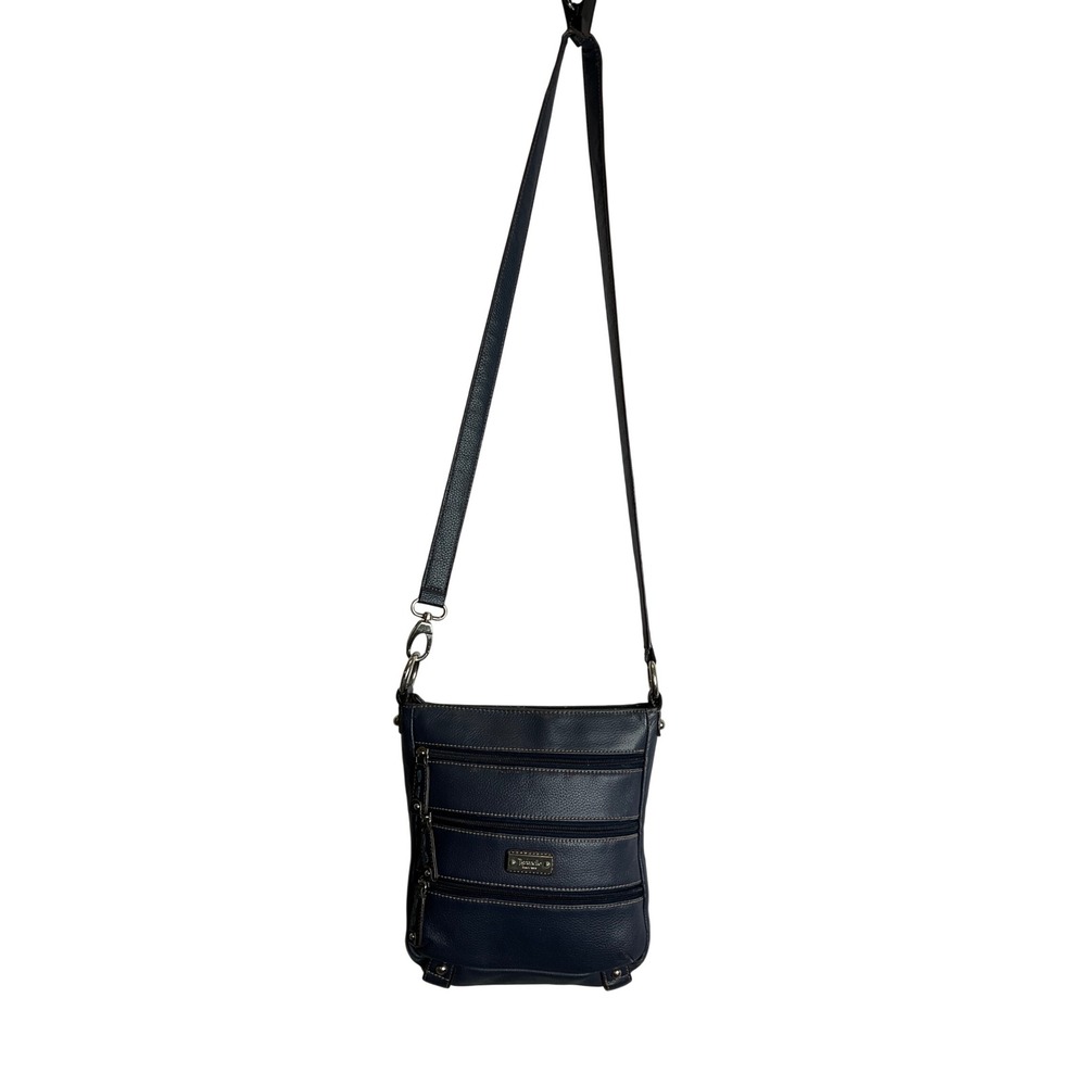 Tignanello Leather Blue Crossbody Shoulder Bag Purse Boho Vintage Hippie Y2K